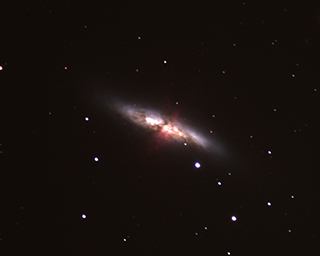Click to view larger astrophoto. M82